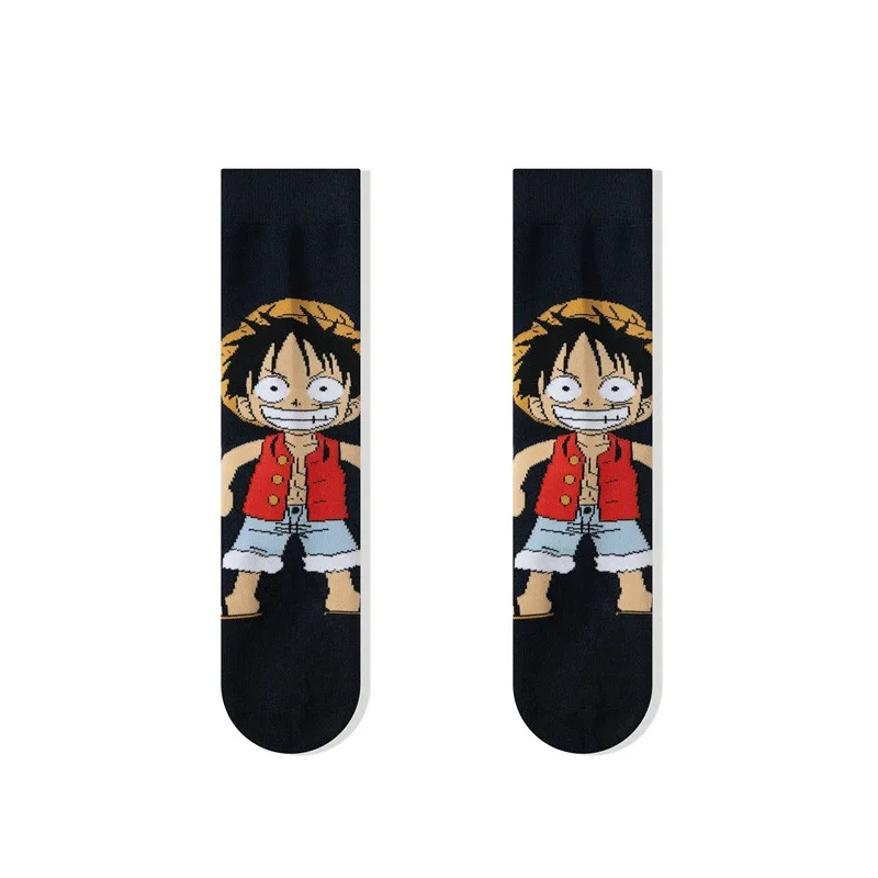 One Piece Anime Socks Cartoon Luffy Chopper Medium Long Breathable Cotton Socks Fall Winter Men Creative Casual Sports Sock Gift