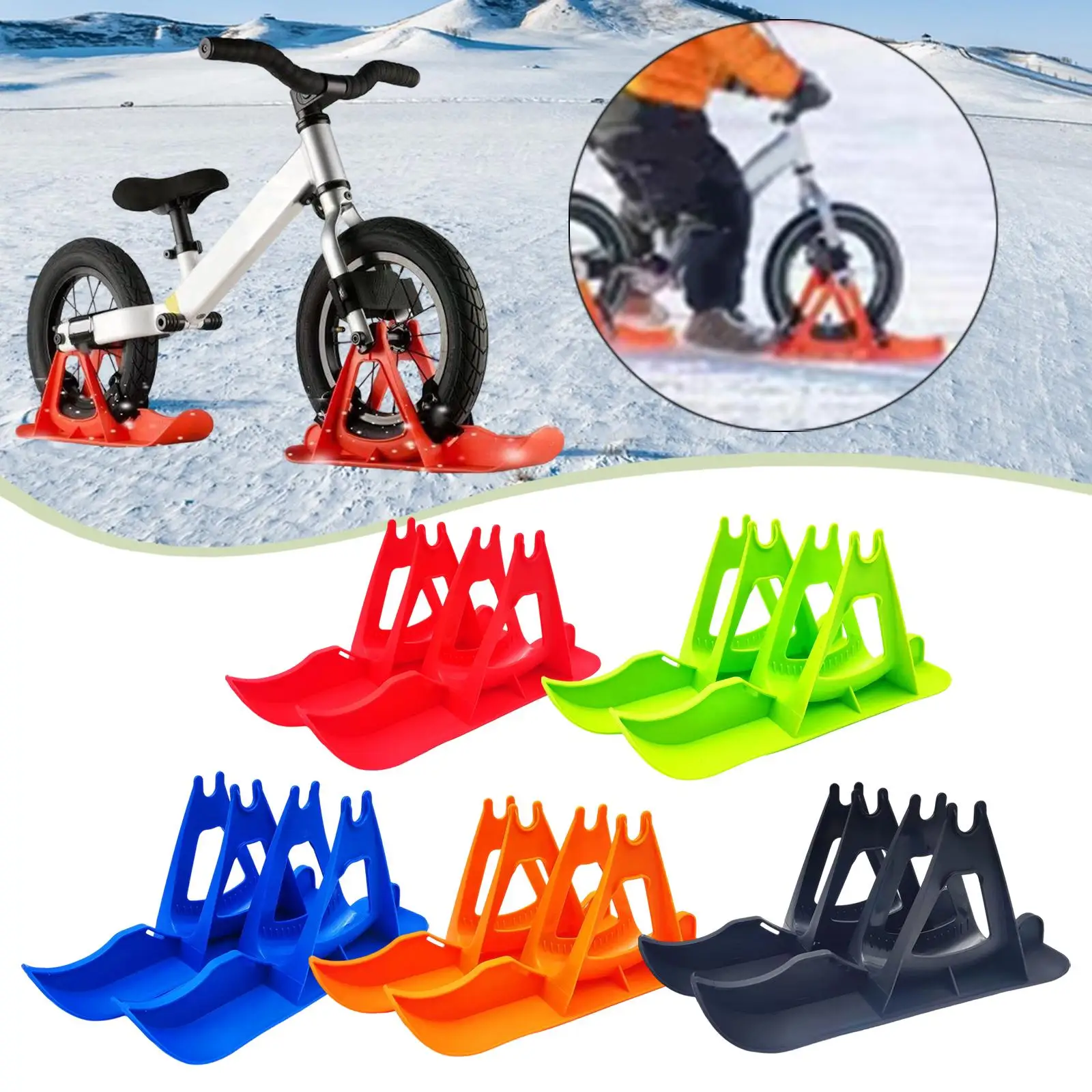 

Sport Snow Ski Set Bicycle Skiing Sled 12 inch Universal Easy Installation Winter Outdoor Fun Snow Board Kit for