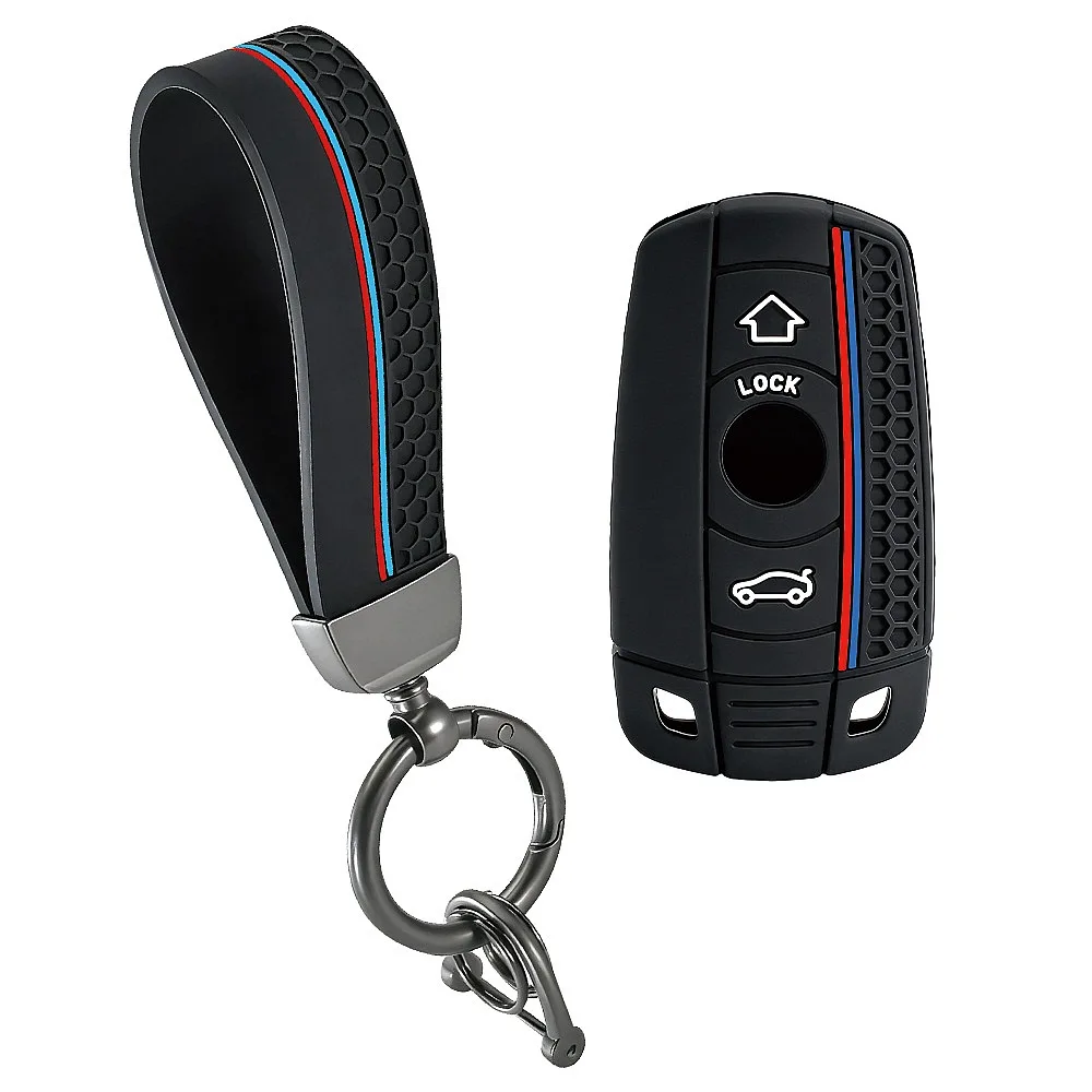 Silicone Car Key Fob Cover For BMW E60 E61 E87 E90 E91 E92 X1 X3 X5 1 3 5 6 Series Z4 Keychain