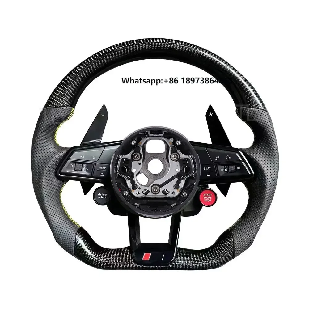 

With Start Button S-Line Half Alcantara Carbon Steering Wheel for Q8 SQ8 A3 A4 B9 A5 B8 A6 C7 A7 S3 S4 RS3 RS5 RS7 RS6 C8