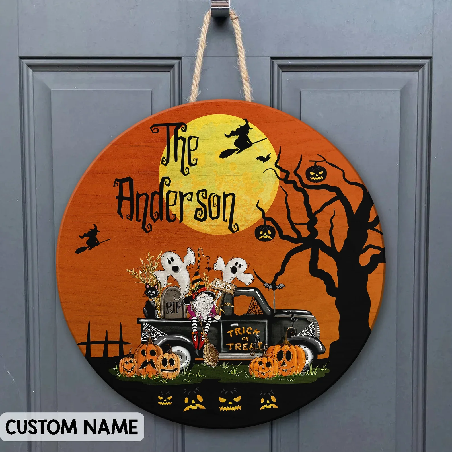 

Dropshipping&FBA$POD Personalized Halloween Wooden Sign Welcome Door Sign Front Door Hanger Home Decoration 2022 Memorial Gift