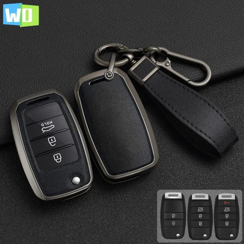 

Zinc Alloy + Leather Car Key Case Cover For KIA Rio 3 4 K2 Ceed Cerato K3 K5 Sorento Sportage Soul K4 Picanto Optima Forte Soul