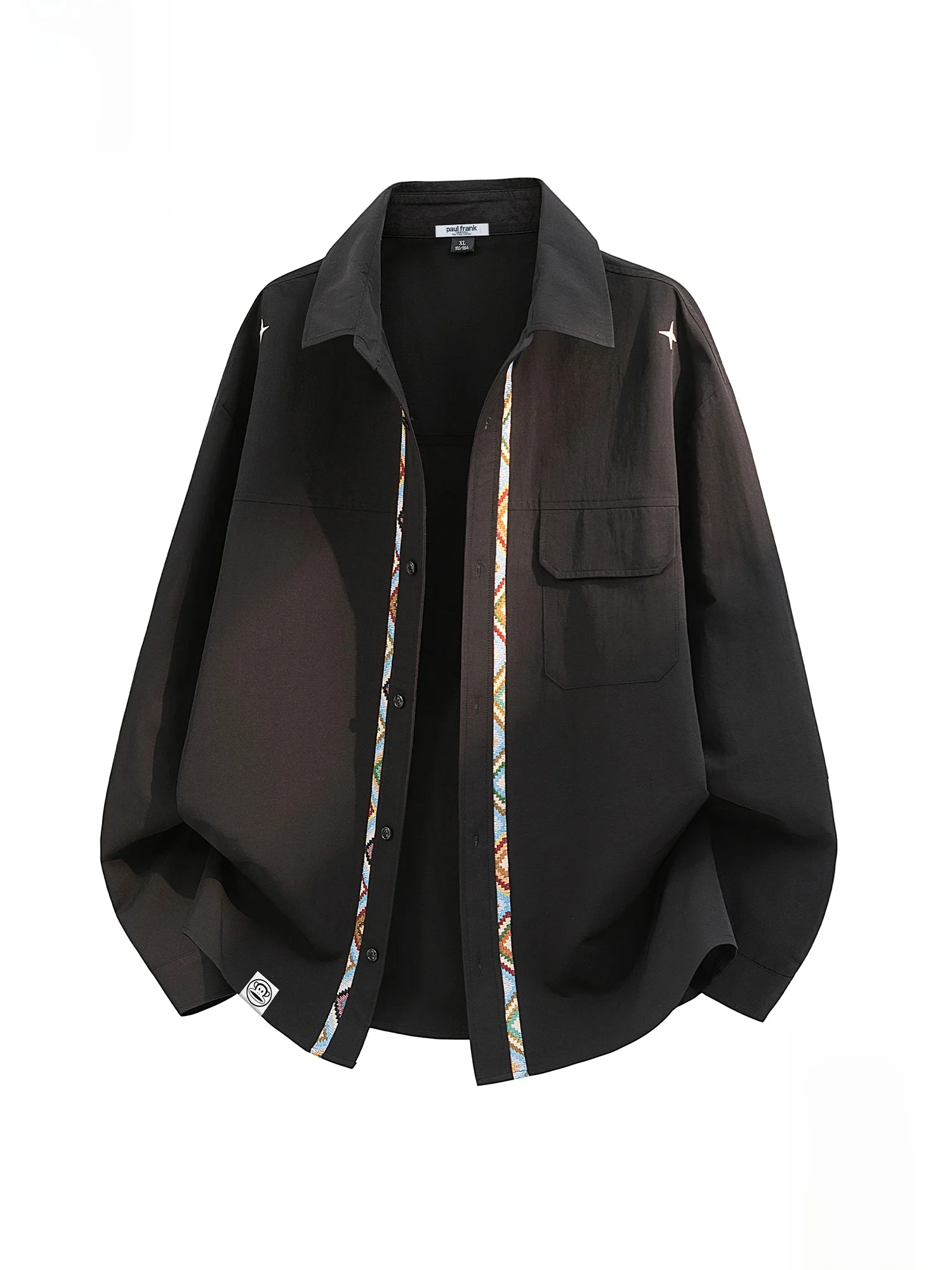 

PaulFrank Spring Casual Long Sve irt Loose Striped Men's Button up Polyester Cotton Classic Sle Faionable Wear