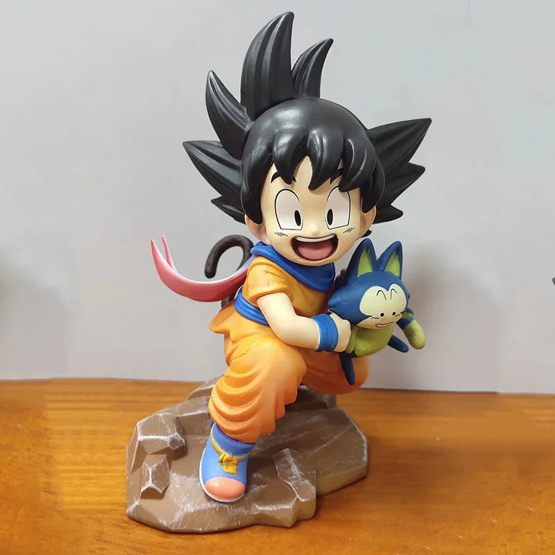 10cm Dragon Ball Gk Scene Childhood Little Goku Bao Pu Ya Wood Tea Little Follower Anime Figures Model Ornaments Christmas Gift