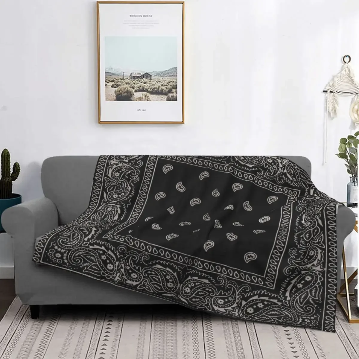 Bandana Black Throw Blanket Cosiness For Home 3D Letters Convertible Sofa Baby Comforter   Decorative Queen King Size