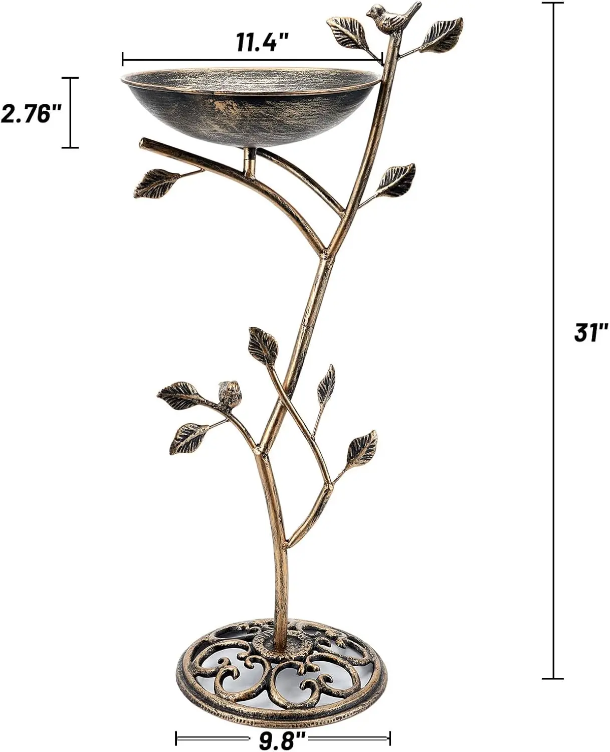 Pedestal Bird Bath Metal All Season Neutral