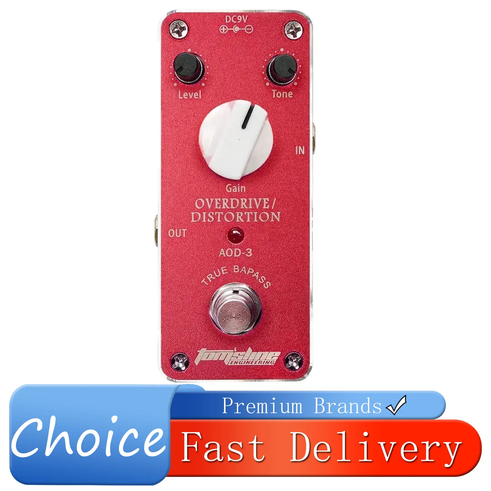 

Эффект-педаль AROMA Overdrive Distortion для электрогитары, эффект овердрайв-дисторшн, True Bypass, AOD-3, аксессуары для гитары