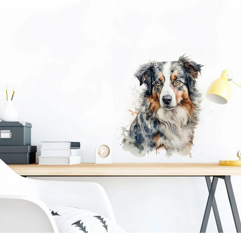 T785#Australian Shepherd Dog Wall Sticker Kids Room Background Home Decoration Mural Living Room Wallpaper Funny Decal