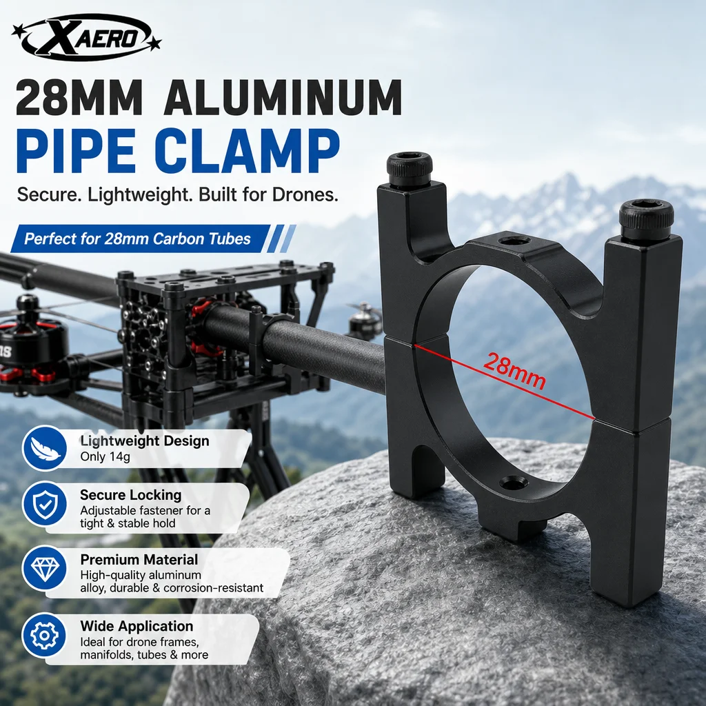 

XAERO 28mm Aluminum Pipe Clamp Adjustable Fastener Hoop Collar Manifold Tube Clip for Drone