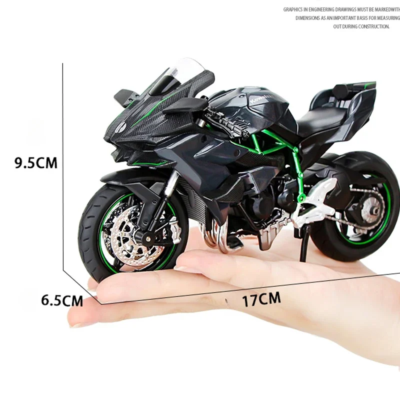 1:12 Kawasaki Ninja H2r Motorfiets Model Diecasts Voertuigen Speelgoed Voor Kinderen Jongens Cadeau Collectief Geluidslicht Motor Model