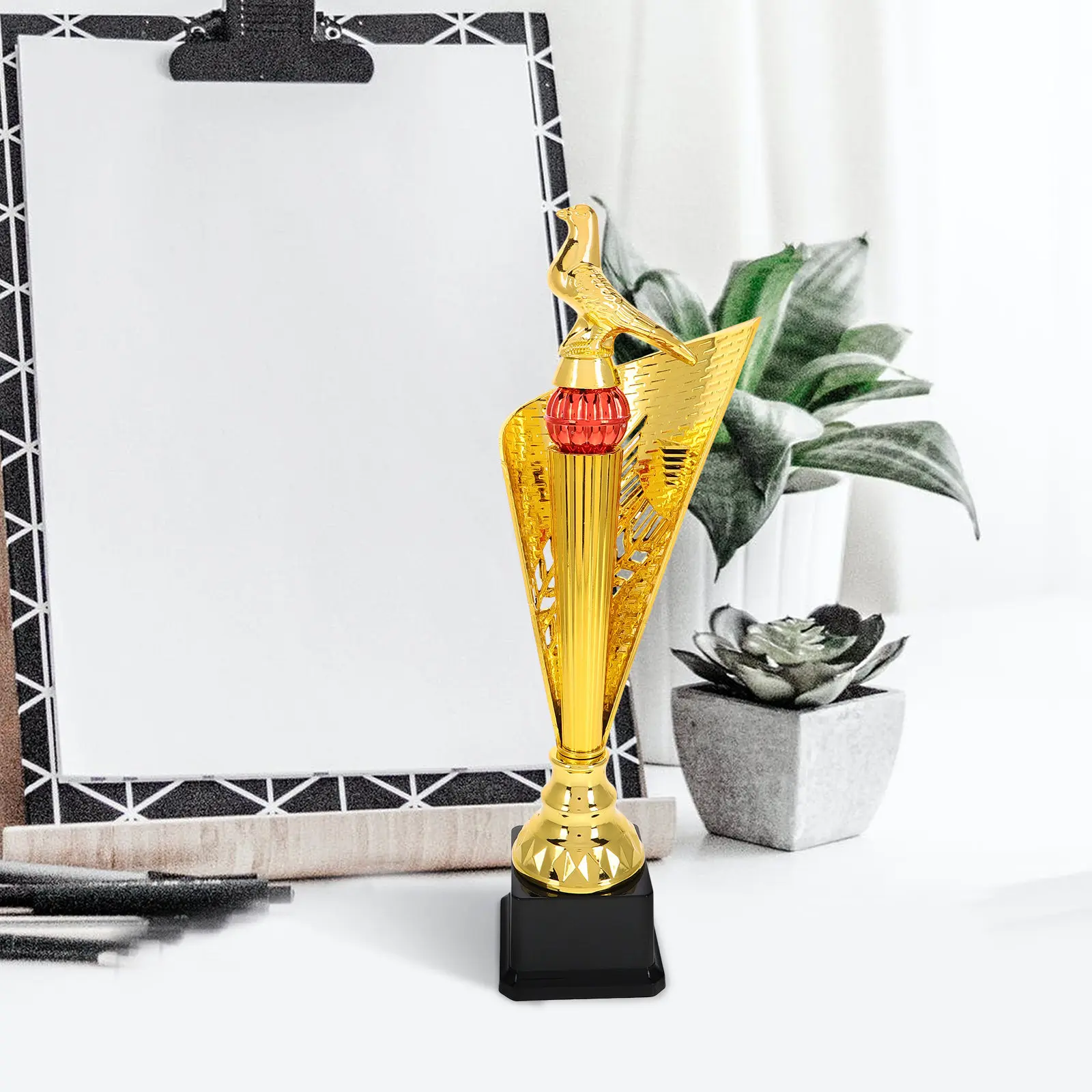 Pigeon Trophy Small Plastic Gold Color Award Cup for School Classroom Sports Tournament Winning Prize Memorial Gift
