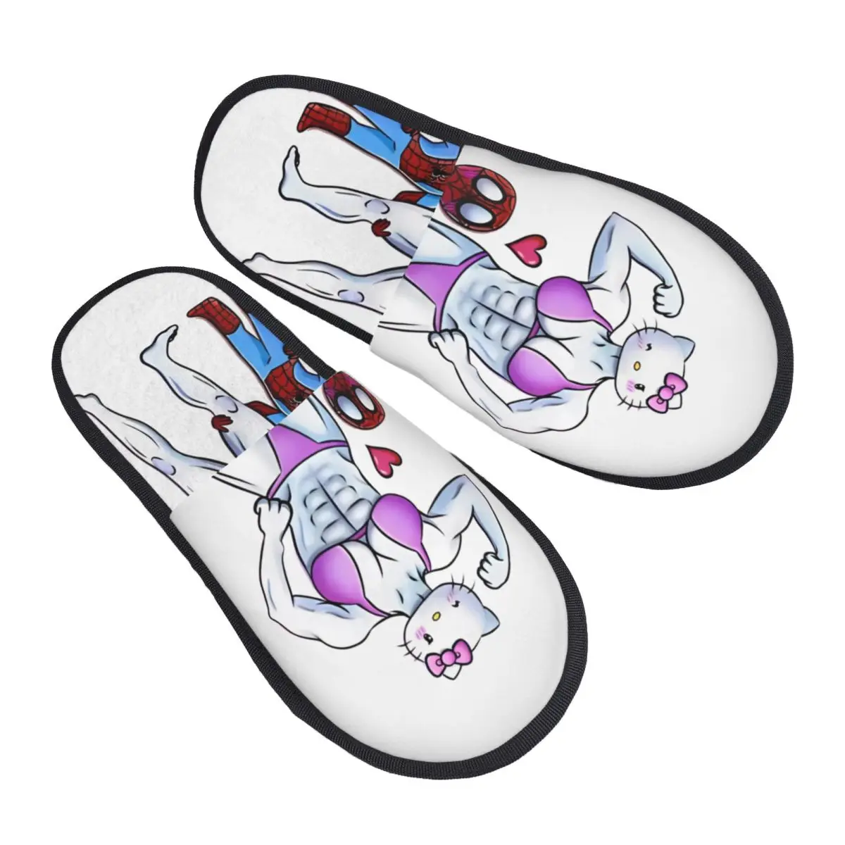 

Winter Slippers Hello Kitty Gyms Spiderman Cartoon Merch Household Fur Slippers Slides Living Room Cozy Non-skid Slides
