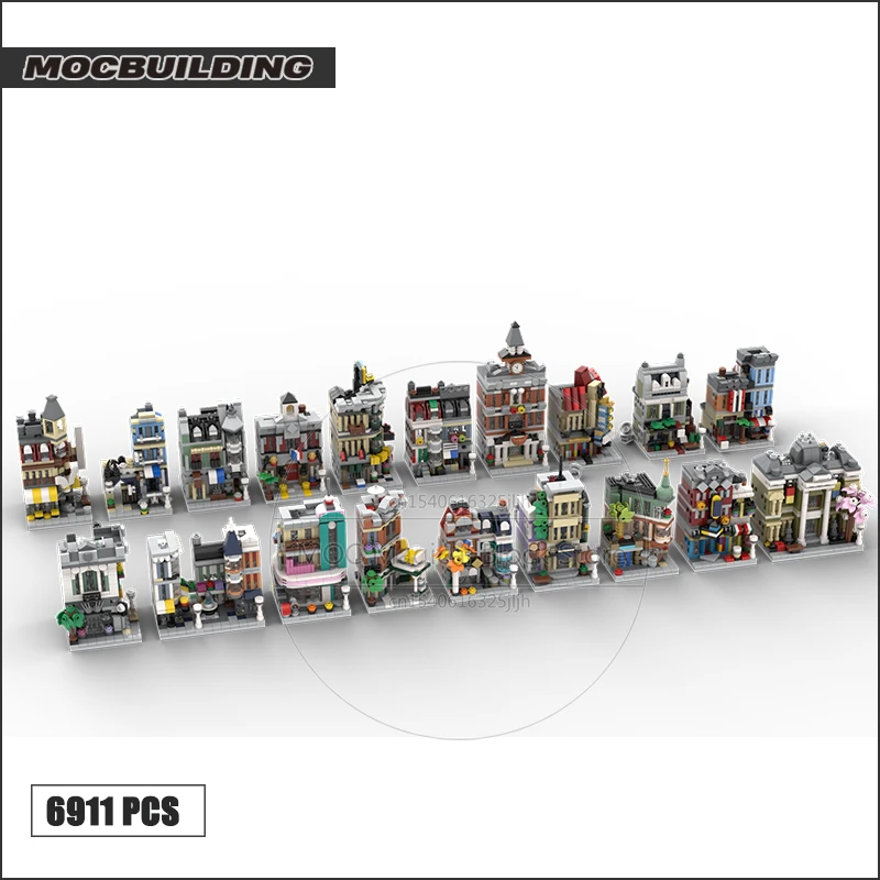 

Mini Modular Buildings MOC Architecture Building Block The Full Set Of 19 Technology Bricks DIY Assembly Collection Toys Gifts