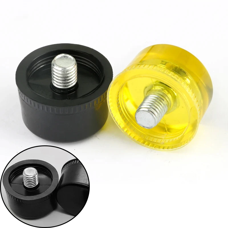 1 Pair of Double Face Tap Rubber Hammer Head 25mm 30mm 35mm 40mm 45mm Yellow and Black Nylon Heads