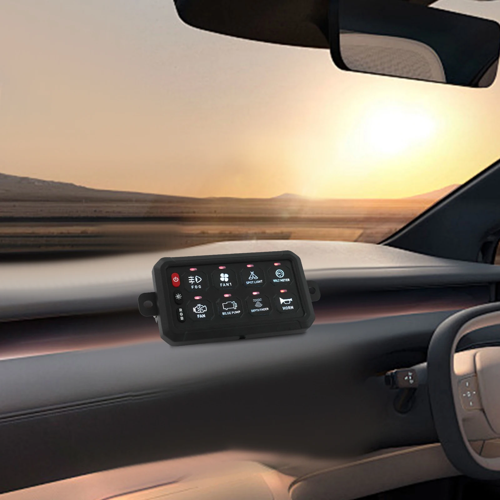 8/12 ギャングスイッチパネル、アプリ制御、調整可能な明るさと光の色、12V-24Vの車、トラック用