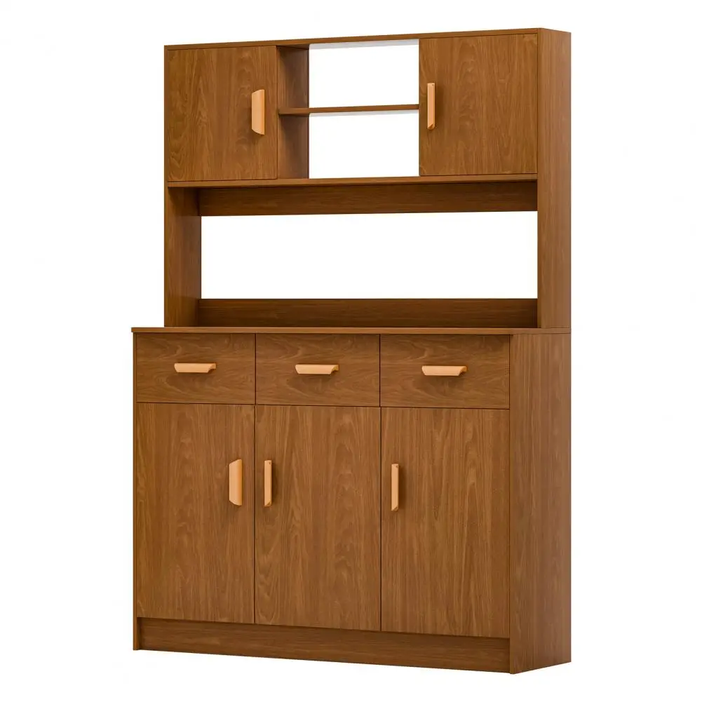 

Kitchen Pantry Storage Cabinet, Freestanding Hutch Cabinet with Buffet Cupboard, Utility Pantry with Microwave Stand