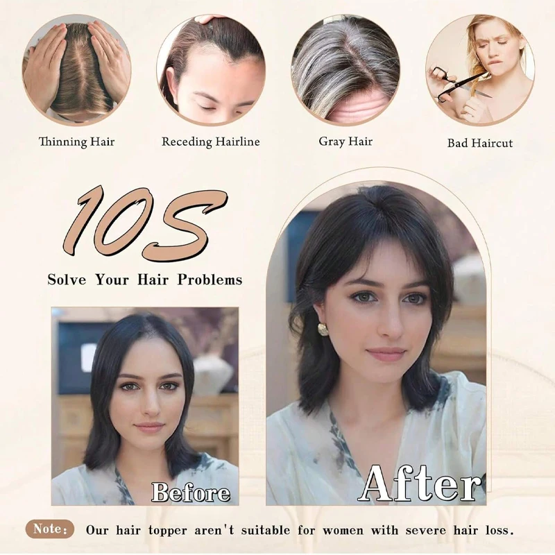 10 inch 100% Menselijk Haar 9*14 cm Haarnetje Clip in Haar Topper Extension Top Pruik Stuk voor Vrouwen met Dunner wordend Haar