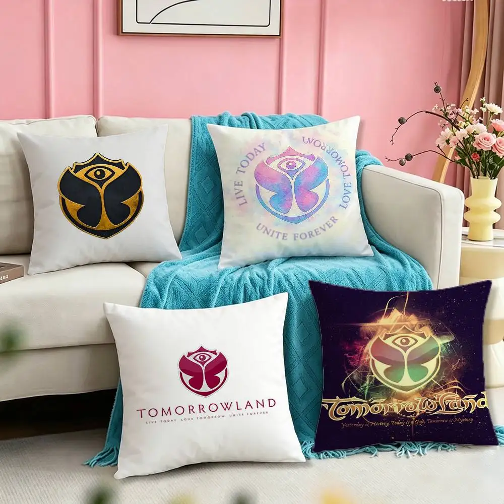 

T-Tomorrowlands Music Logo Pillow Case Square Double-Sided Sofa Cushion Cover Bedroom Bedside Pillow