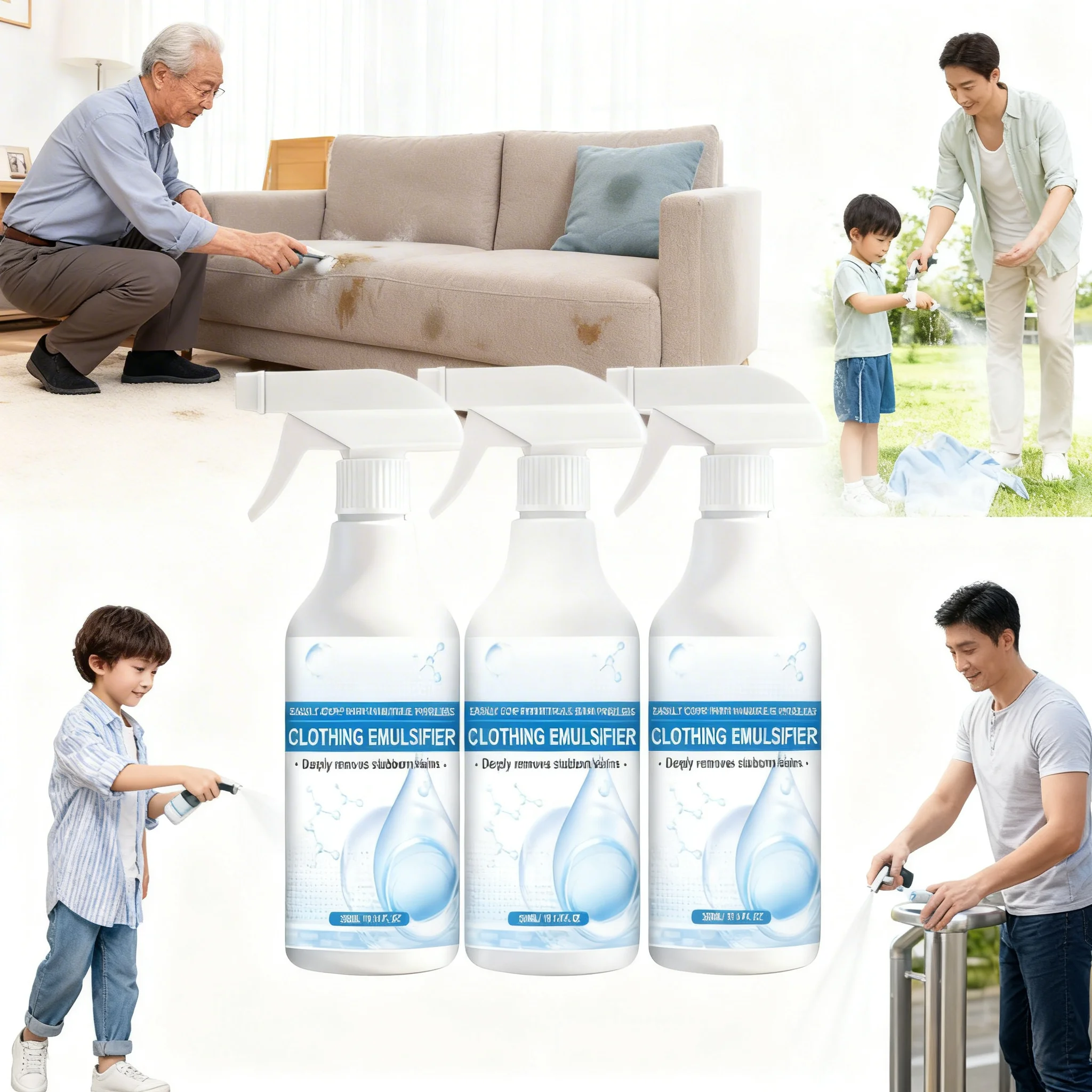 Spray Quitamanchas de 300 ml, Emulsionante No Iónico, Detergente de Descontaminación Fuerte, Quita Manchas de Aceite de Cocina y Sangre, Sunrise Boulevard