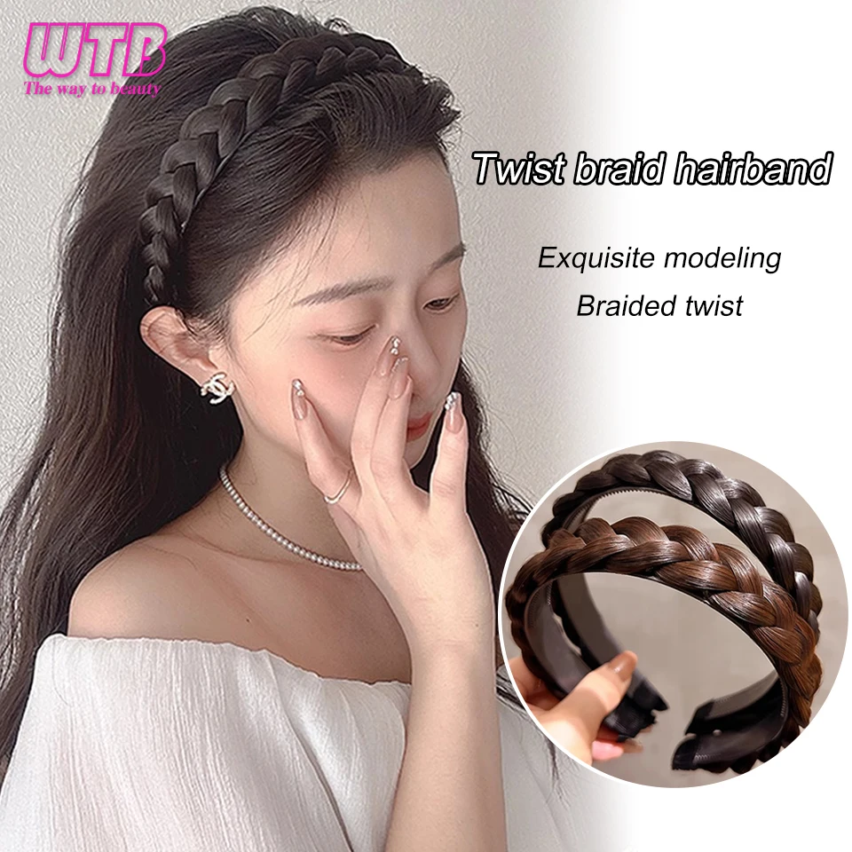 WTB Synthesis of Braided Hair Wig Hairband Women's Hairband Headdress Decorative Headband