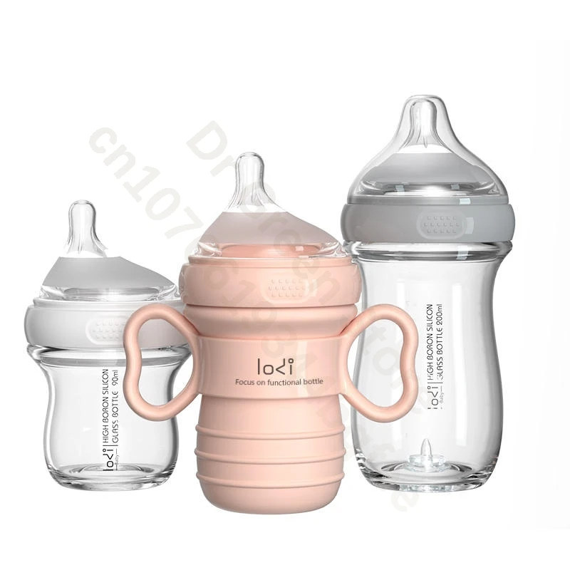 LODI Newborn Baby Wide Mouth High borosilicate Glass Bottle Off-center Dual-Channel Reflux Anti-colic Anti-choking