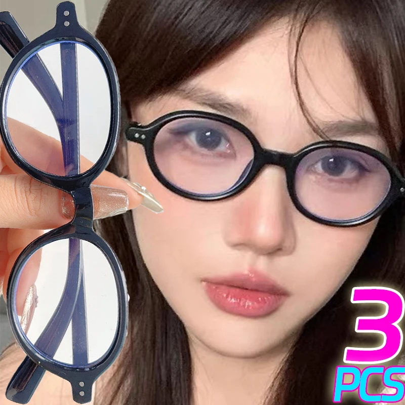 

Retro Oval Small Frame Glasses Women Computer Anti Blue Light Plain Eyeglasses Fashionable Optical Spectacle Eyeglasses Eyewear