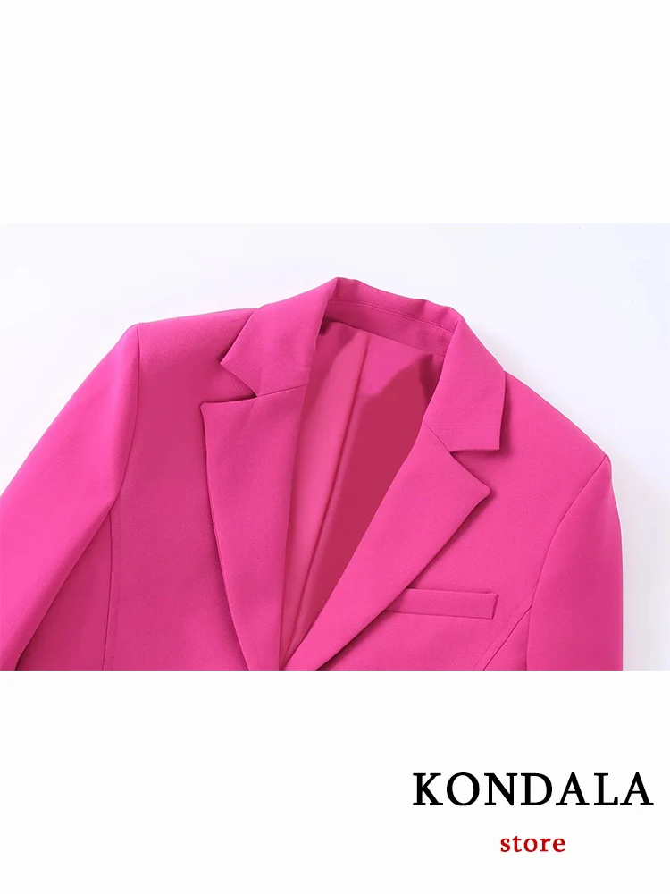 KONDALA Office Lady Rosered 2 Piece Blazer Women Suits V Neck Short Blazer Women+High Waist Shorts Skirt Female Fashion 2022 Set