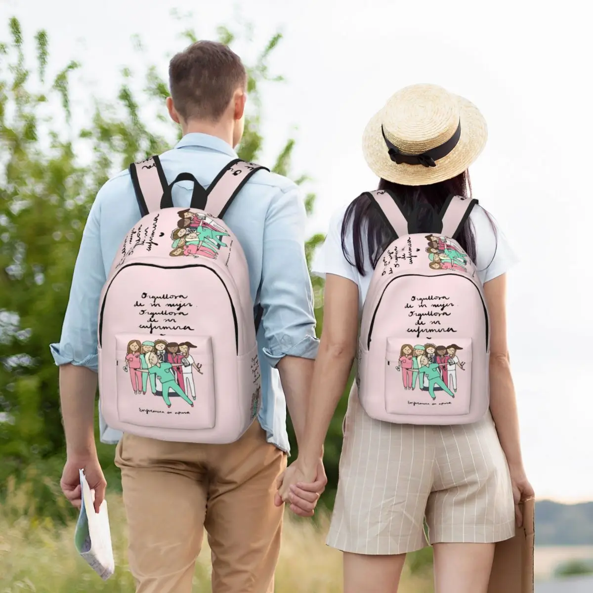 Mochila de lona con dibujos animados para hombre y mujer, morral de Doctor, Enfermera, Enfermera, escuela, estudiantes universitarios