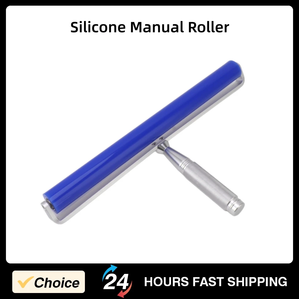 Silicone Manual Roller Cleaner Tool Silicone Manual Roller Cleaner Tool Laminated Static With Metal Handle Blue