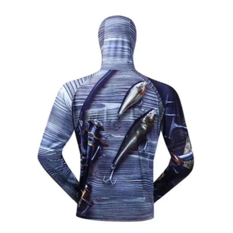 Camisa de pesca con protección solar de secado rápido, ropa de pesca más nueva para hombre, camisetas de pesca de manga larga, sudaderas con capucha con cremallera y máscara