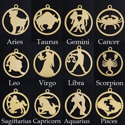 10 Pieces/lot 316 Stainless Steel 12 Constellation Zodiac Signs Earring Charm Wholesale Aries Gemini Pendants DIY Jewelry Charms