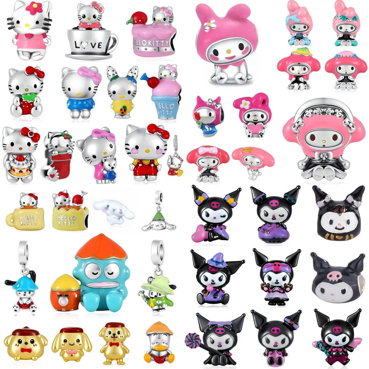 2026 Exquisite 925 Silver Cartoon Animal Pendant, Cake Cat, Big eyed Frog, White Dog, Cute Girl Accessories DIY Jewelry