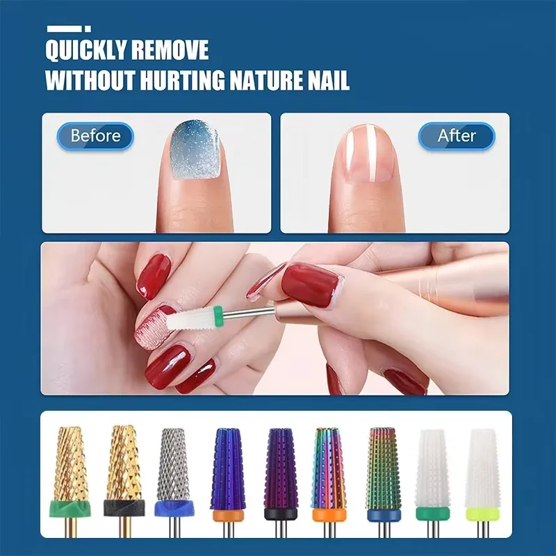 Mèches à ongles en carbure de tungstène et acier 5 en 1, pour enlever le vernis à ongles, Gel UV, accessoire de fraise