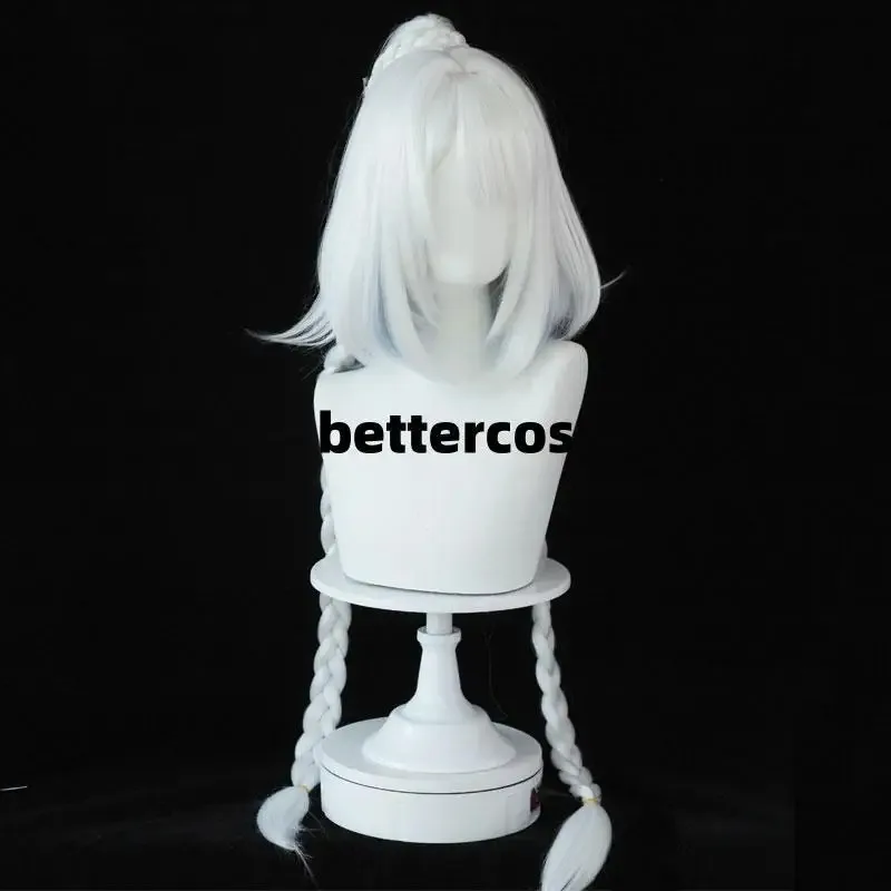 Mualani Cosplay Wig 110cm Long Braided Wig White Blue Highlights Wig Cosplay Anime Cosplay Heat Resistant Synthetic Wigs BFCDED5