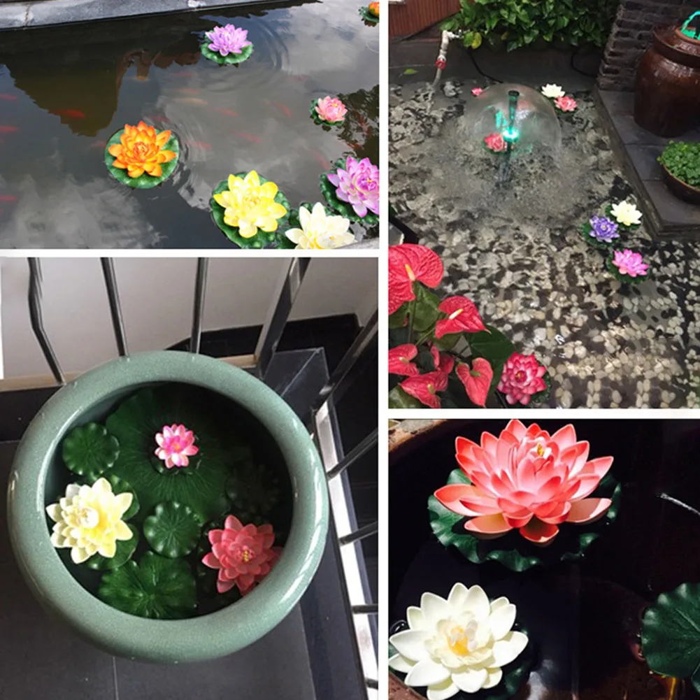 

11-in Artificial Floating Fake Lotus Flower Plant EVA Lifelike Water Lilies Micro Landscape For Pond Fish Tank Garden Decor