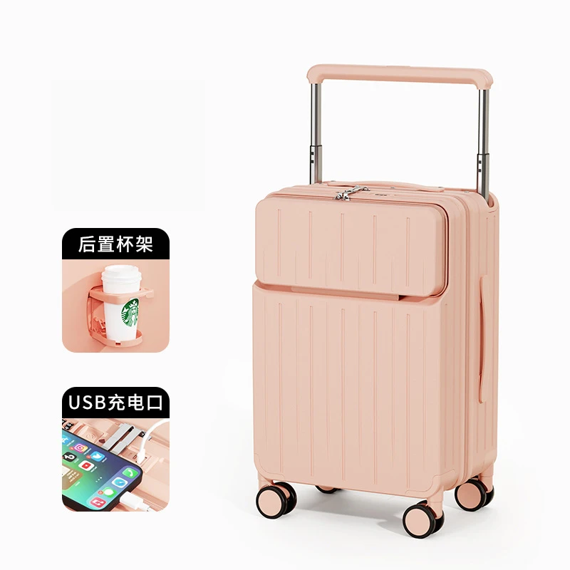 

Carry on Travel Luggage,Front Opening Laptop Boarding Suitcase,Large Size Travel Bag Trolley Case Rolling Suitcase For Women Men