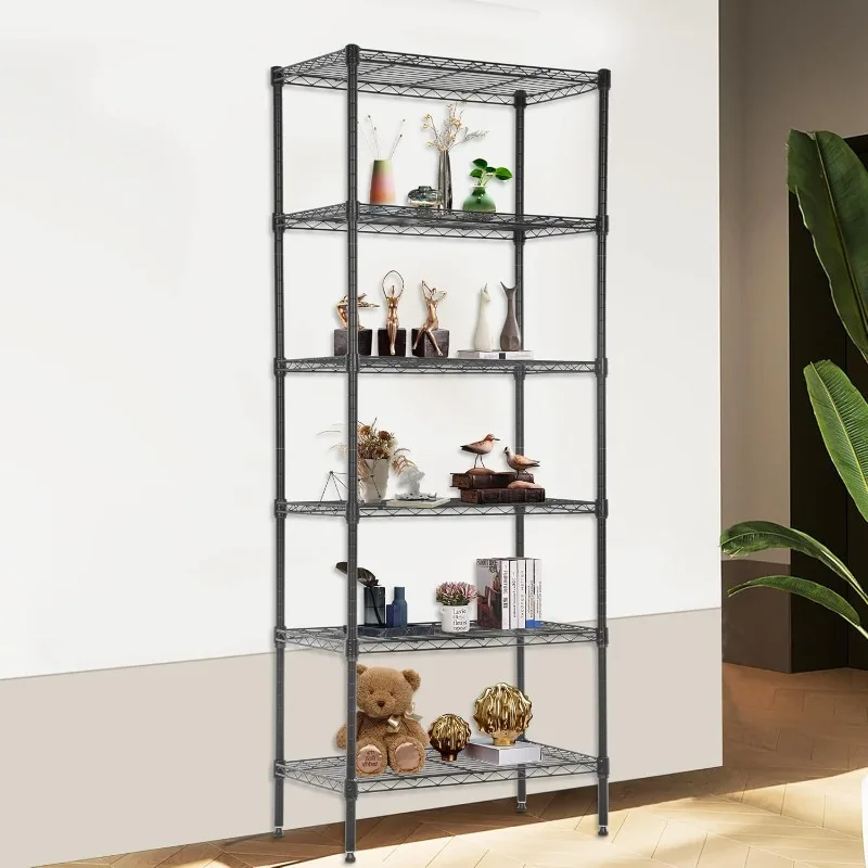 6 Tier Wire Shelving Units Adjustable Metal Storage Rack 23L x 13W x 59H NSF Pantry Shelves Kitchen Organization Shelf