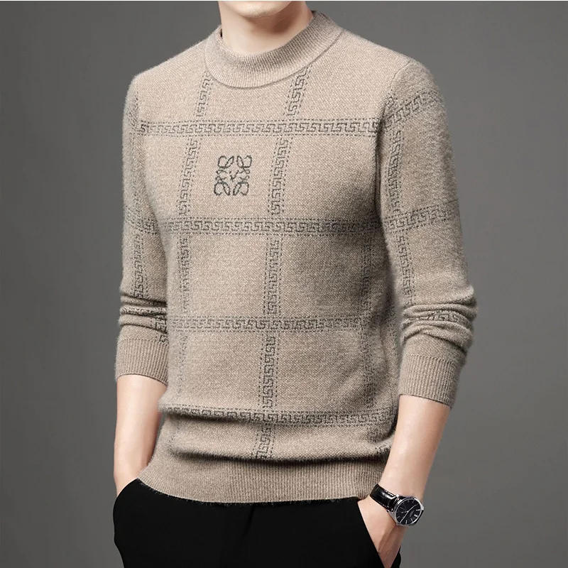 Autumn Winter Soft Warm Knitted Chenille Sweater Men Clothing Streetwear Fashion New Arrival Wool Pullover Jersey Black