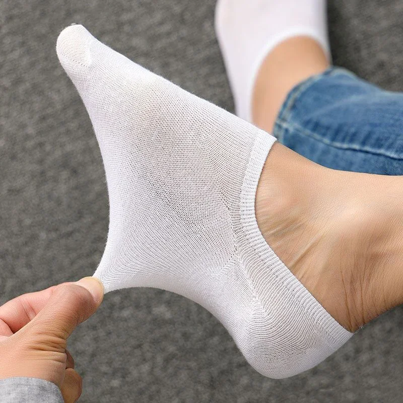 5pairs Silicone Non-slip Ankle Socks Men Solid Color Invisible Business Boat Sokken Boat Male Breathable Sport Low Cut Short Sox