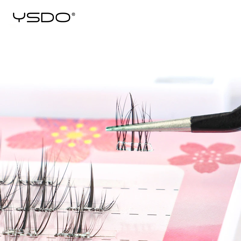 Ysdo-粘着性のつけまつげ,個々の天然まつげ,シングルクラスターのセグメント,コミックまつげエクステ,接着剤フリー,目を拡大