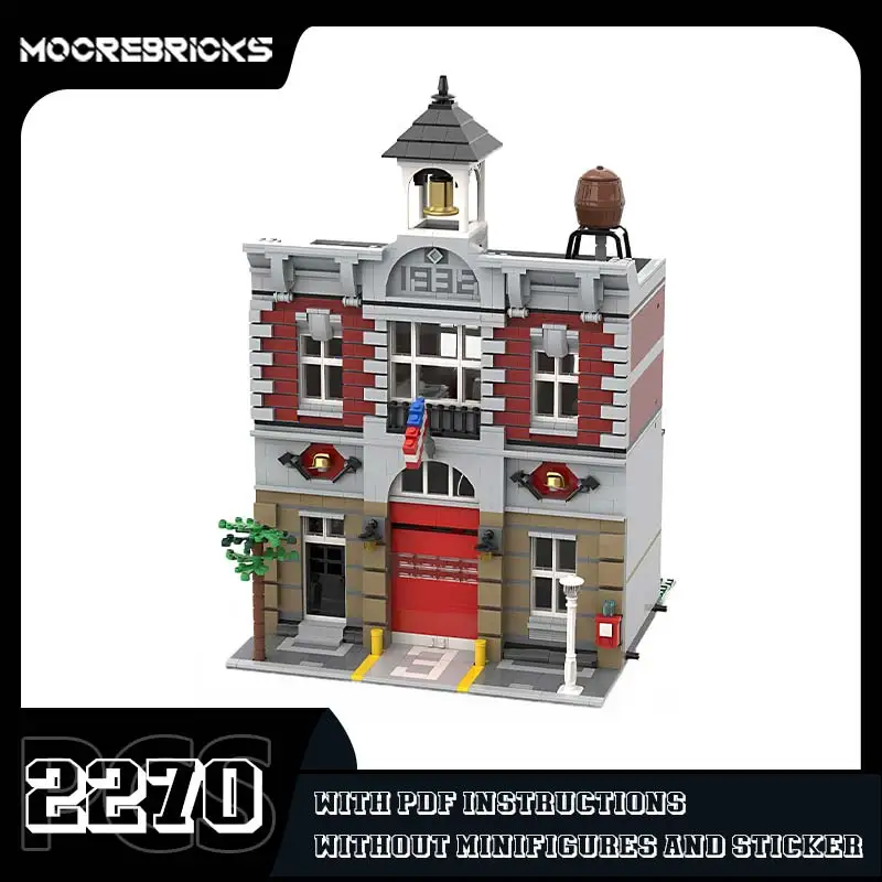 

Modular Fire Brigade Architecture Model Technology Bricks MOC-93319 Creative Street View Building Blocks Kids Toys Gift Set