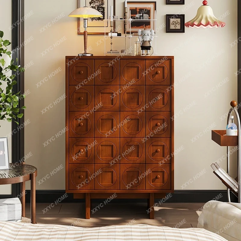 

LMedieval bedroom bedside storage cabinet retro living room locker large capacity fashion