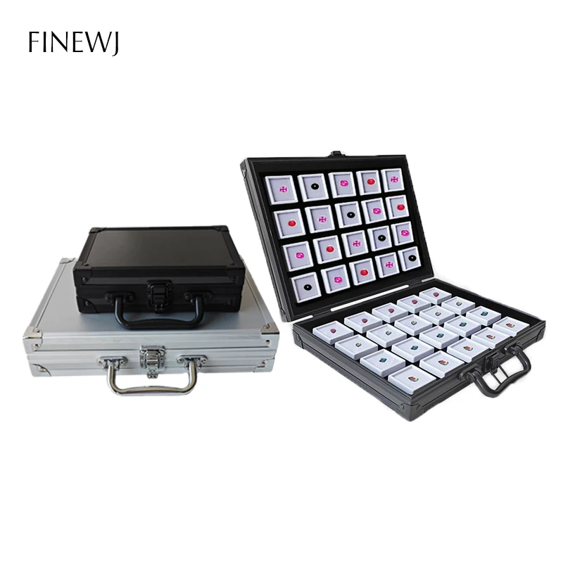 

Gems Jewelry Trunk Travel Carrying Gemstone Display Box Aluminum Case Loose Stones Storage Container Collection Diamond Holder