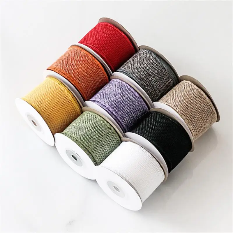 4.5M/Roll Crafts Ribbon Wrapping Material DIY Fabric Ribbon Burlap Ribbon With Wired Edge Christmas Gift Packing Bows