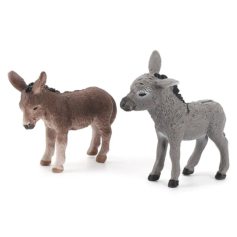 Simulated Miniature Solid Animal Cute Realistic Donkey Model Children's Early Education Cognition Ornament Gift for Children Toy