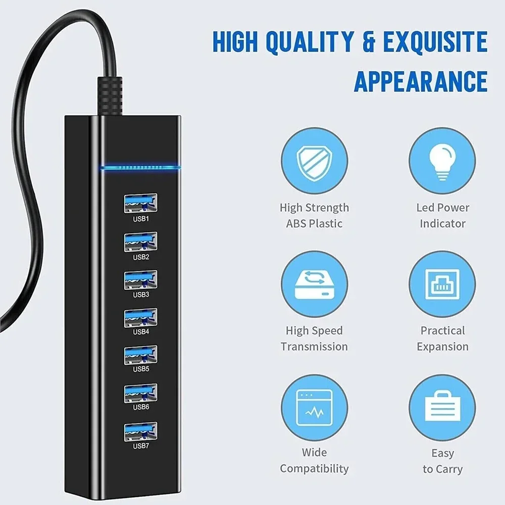 5Gbps USB Hub 3.0 Multiprise USB High Speed 4 7 Port USB Splitter Multiport For Lenovo Xiaomi Macbook Pro PC Laptop Accessories