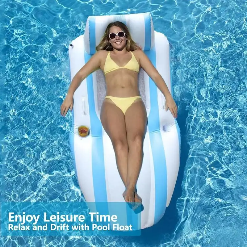 

Pool Floats Adult Inflatable Floating Water Hammock Soft Pool Raft With Cup Holder For Tanning Relaxation Water Play Vacation