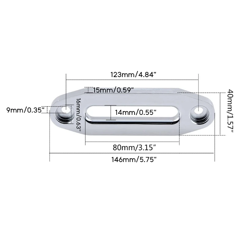 Aluminum Alloy Front Rear Hawse Fairlead Winch 4-7/8\'\' 124mm Mount Centers