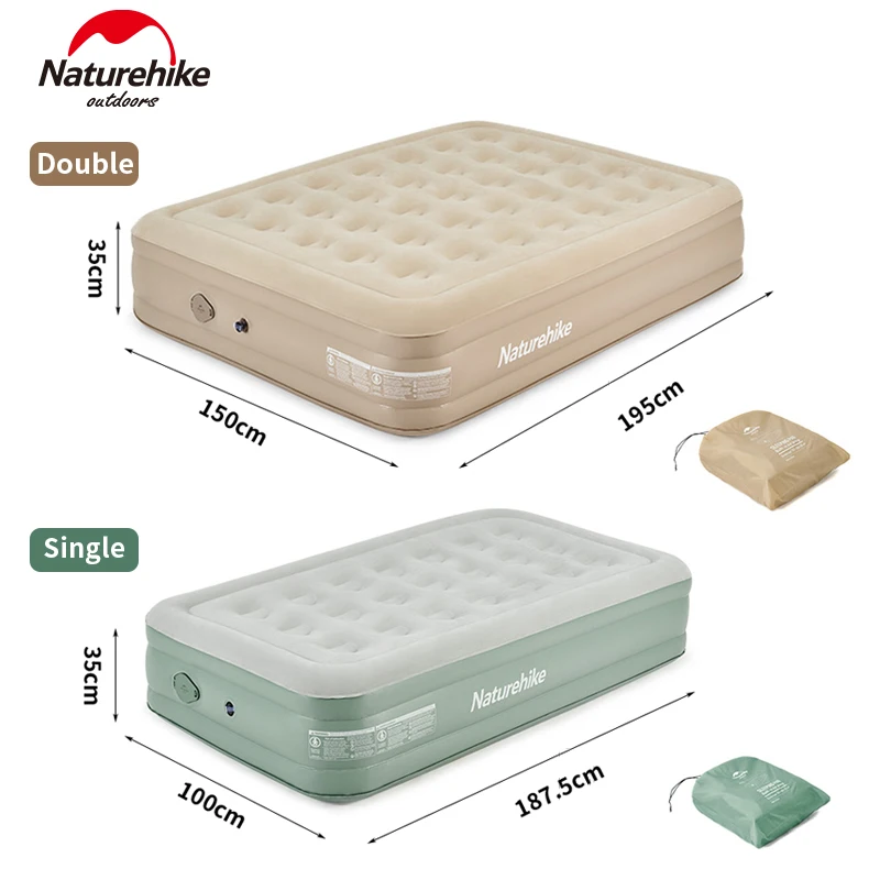 Naturehike Inflatable Mattress Foldable Single Double Bed Air Mat Camping Sleeping Pad With Electric Pump Quick Folding 35cm