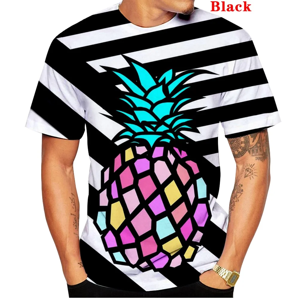 New Men\'s Women\'s Fashion Pineapple Shirt Graphic Tees Summer Short Sleeve Round Neck T-Shirt Tops